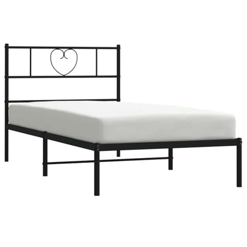 vidaXL Bettgestell, Bettrahmen mit Kopfteil Lattenrost, Metallbett Bett für Schlafzimmer, Einzelbett Gästebett, Metall Schwarz 100x200cm vidaXL Bettgestell, Bettrahmen mit Kopfteil Lattenrost, Metallbett Bett für Schlafzimmer, Einzelbett Gästebett, Metall Schwarz 100x200cm von vidaXL