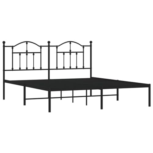vidaXL Bettgestell, Bettrahmen mit Kopfteil Lattenrost Metall, Metallbett Bett für Schlafzimmer, Doppelbett Gästebett, Schwarz 160x200cm vidaXL Bettgestell, Bettrahmen mit Kopfteil Lattenrost Metall, Metallbett Bett für Schlafzimmer, Doppelbett Gästebett, Schwarz 160x200cm von vidaXL