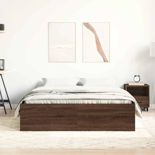 vidaXL Bettgestell, Bettrahmen mit Lattenrost, Bett Gästebett mit 6 Fächern, Doppelbett Schlafzimmerbett Schlafzimmermöbel, Braun Eichen-Optik 140x200cm vidaXL Bettgestell, Bettrahmen mit Lattenrost, Bett Gästebett mit 6 Fächern, Doppelbett Schlafzimmerbett Schlafzimmermöbel, Braun Eichen-Optik 140x200cm von vidaXL