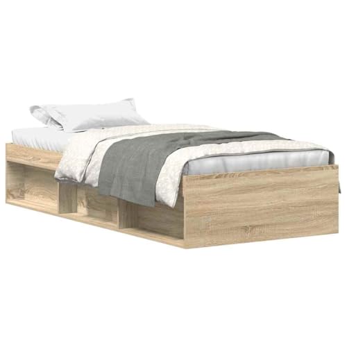 vidaXL Bettgestell, Bettrahmen mit Lattenrost, Bett Gästebett mit 6 Fächern, Einzelbett Schlafzimmerbett Schlafzimmermöbel, Sonoma-Eiche 100x200cm vidaXL Bettgestell, Bettrahmen mit Lattenrost, Bett Gästebett mit 6 Fächern, Einzelbett Schlafzimmerbett Schlafzimmermöbel, Sonoma-Eiche 100x200cm von vidaXL
