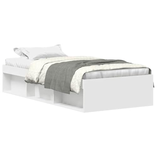 vidaXL Bettgestell, Bettrahmen mit Lattenrost, Bett Gästebett mit 6 Fächern, Einzelbett Schlafzimmerbett Schlafzimmermöbel, Weiß 100x200cm vidaXL Bettgestell, Bettrahmen mit Lattenrost, Bett Gästebett mit 6 Fächern, Einzelbett Schlafzimmerbett Schlafzimmermöbel, Weiß 100x200cm von vidaXL