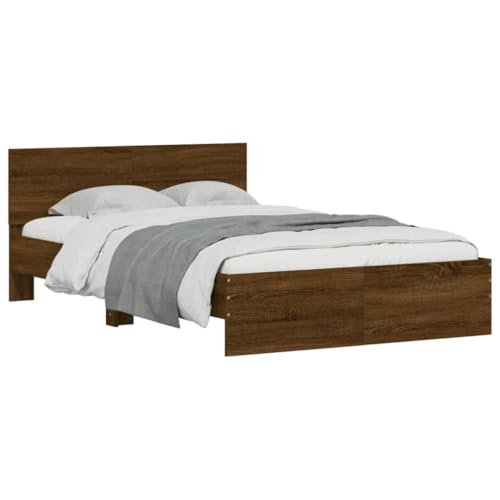 vidaXL Bettgestell, Bettrahmen mit Lattenrost, Bett Gästebett mit Kopfteil, Doppelbett Schlafzimmerbett Schlafzimmermöbel, Braun Eiche-Optik 120x200cm vidaXL Bettgestell, Bettrahmen mit Lattenrost, Bett Gästebett mit Kopfteil, Doppelbett Schlafzimmerbett Schlafzimmermöbel, Braun Eiche-Optik 120x200cm von vidaXL