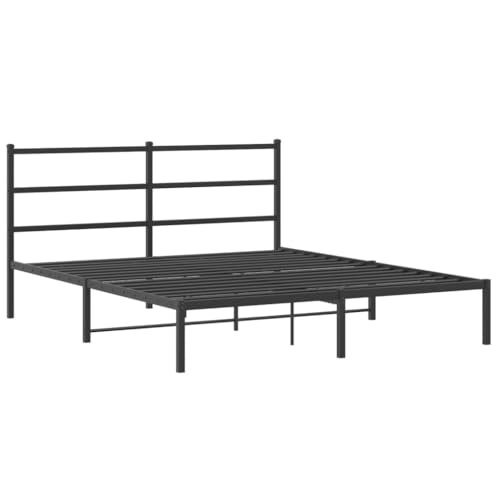 vidaXL Bettgestell, Bettrahmen mit Lattenrost, Bett Gästebett mit Kopfteil, Metallbett Doppelbett Schlafzimmerbett, Schwarz 160x200cm Metall vidaXL Bettgestell, Bettrahmen mit Lattenrost, Bett Gästebett mit Kopfteil, Metallbett Doppelbett Schlafzimmerbett, Schwarz 160x200cm Metall von vidaXL