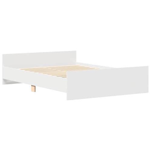 vidaXL Bettgestell, Bettrahmen mit Lattenrost, Bett Gästebett mit Kopfteil Fußteil, Doppelbett Schlafzimmerbett Schlafzimmermöbel, Weiß 120x190cm vidaXL Bettgestell, Bettrahmen mit Lattenrost, Bett Gästebett mit Kopfteil Fußteil, Doppelbett Schlafzimmerbett Schlafzimmermöbel, Weiß 120x190cm von vidaXL