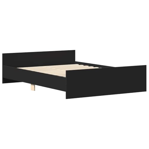 vidaXL Bettgestell, Bettrahmen mit Lattenrost, Bett Gästebett mit Kopfteil Fußteil, Doppelbett Schlafzimmerbett Schlafzimmermöbelt, Schwarz 120x200cm vidaXL Bettgestell, Bettrahmen mit Lattenrost, Bett Gästebett mit Kopfteil Fußteil, Doppelbett Schlafzimmerbett Schlafzimmermöbelt, Schwarz 120x200cm von vidaXL