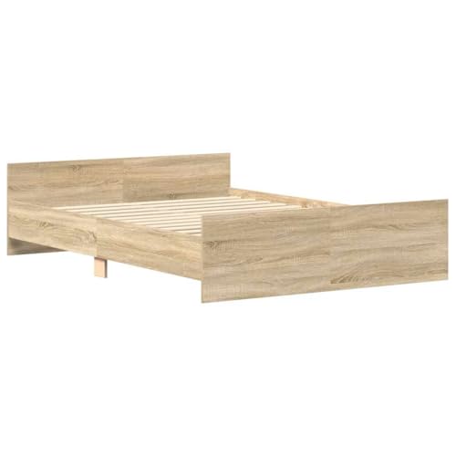 vidaXL Bettgestell, Bettrahmen mit Lattenrost, Bett Gästebett mit Kopfteil Fußteil, Doppelbett Schlafzimmerbett Schlafzimmermöbelt, Sonoma-Eiche 120x200cm vidaXL Bettgestell, Bettrahmen mit Lattenrost, Bett Gästebett mit Kopfteil Fußteil, Doppelbett Schlafzimmerbett Schlafzimmermöbelt, Sonoma-Eiche 120x200cm von vidaXL