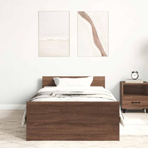 vidaXL Bettgestell, Bettrahmen mit Lattenrost, Bett Gästebett mit Kopfteil Fußteil, Einzelbett Schlafzimmerbett Schlafzimmermöbel, Braun Eichen-Optik 75x190cm Holzwerkstoff vidaXL Bettgestell, Bettrahmen mit Lattenrost, Bett Gästebett mit Kopfteil Fußteil, Einzelbett Schlafzimmerbett Schlafzimmermöbel, Braun Eichen-Optik 75x190cm Holzwerkstoff von vidaXL