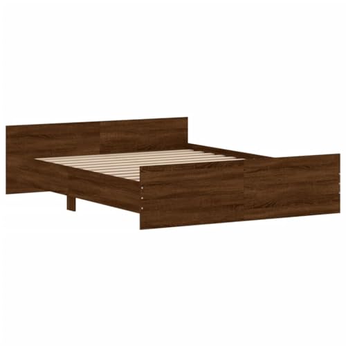 vidaXL Bettgestell, Bettrahmen mit Lattenrost, Bett Gästebett mit Kopfteil Fußteil, Metallbett Doppelbett Schlafzimmerbett, Braun Eiche 140x200cm vidaXL Bettgestell, Bettrahmen mit Lattenrost, Bett Gästebett mit Kopfteil Fußteil, Metallbett Doppelbett Schlafzimmerbett, Braun Eiche 140x200cm von vidaXL