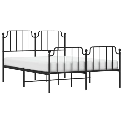 vidaXL Bettgestell, Bettrahmen mit Lattenrost Metallbeinen, Bett Gästebett mit Kopfteil Fußteil, Metallbett Doppelbett Schlafzimmerbett, Schwarz 140x190cm Metall vidaXL Bettgestell, Bettrahmen mit Lattenrost Metallbeinen, Bett Gästebett mit Kopfteil Fußteil, Metallbett Doppelbett Schlafzimmerbett, Schwarz 140x190cm Metall von vidaXL
