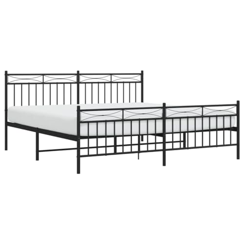 vidaXL Bettgestell, Bettrahmen mit Lattenrost Metallbeinen, Bett Gästebett mit Kopfteil Fußteil, Metallbett Doppelbett Schlafzimmerbett, Schwarz 180x200cm Metall vidaXL Bettgestell, Bettrahmen mit Lattenrost Metallbeinen, Bett Gästebett mit Kopfteil Fußteil, Metallbett Doppelbett Schlafzimmerbett, Schwarz 180x200cm Metall von vidaXL
