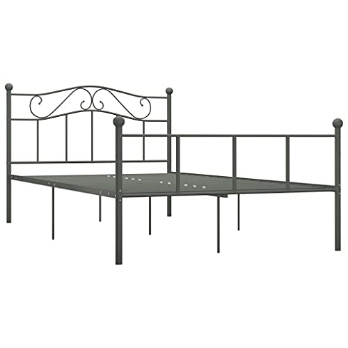 vidaXL Bettgestell Bett Metallbett Schlafzimmerbett Doppelbett Bettrahmen Schlafzimmermöbel Ehebett Lattenrost Grau Metall 120x200cm vidaXL Bettgestell Bett Metallbett Schlafzimmerbett Doppelbett Bettrahmen Schlafzimmermöbel Ehebett Lattenrost Grau Metall 120x200cm von vidaXL