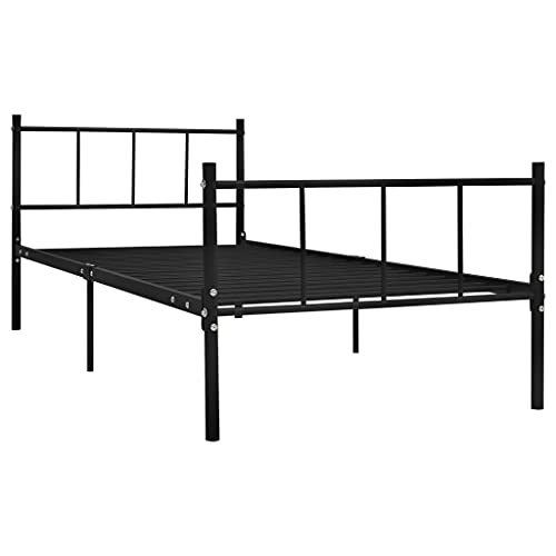 vidaXL Bettgestell Bett Metallbett Schlafzimmerbett Einzelbett Bettrahmen Ehebett Lattenrost Schlafzimmermöbel Schwarz Metall 90x200cm vidaXL Bettgestell Bett Metallbett Schlafzimmerbett Einzelbett Bettrahmen Ehebett Lattenrost Schlafzimmermöbel Schwarz Metall 90x200cm von vidaXL