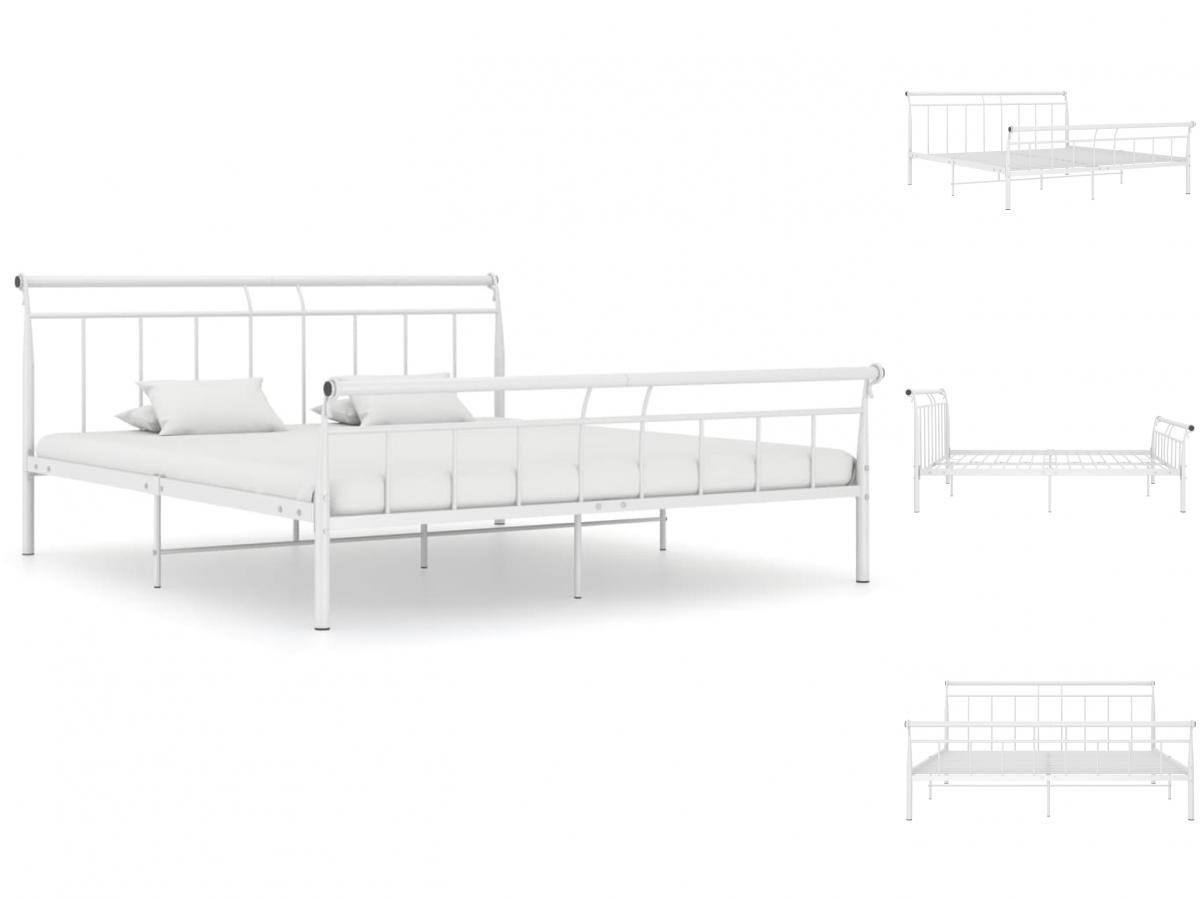 vidaXL Bettgestell Bettgestell Weiß Metall 200x200 cm Doppelbett Bett Bettrahmen Bettgest von vidaXL
