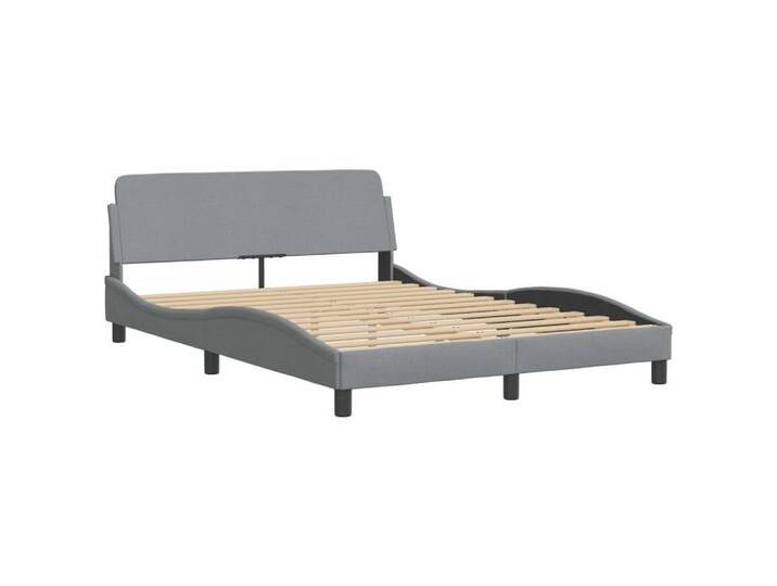 vidaXL Bettgestell Bettgestell mit Kopfteil Hellgrau 140x200 cm Stoff Bett Bettgestell, grau von vidaXL