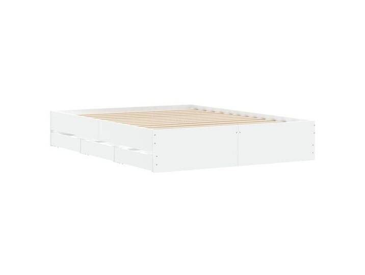 vidaXL Bettgestell Bettgestell mit Schubladen Weiß 140x200 cm Spanplatte Bett Bettgestell, weiß von vidaXL