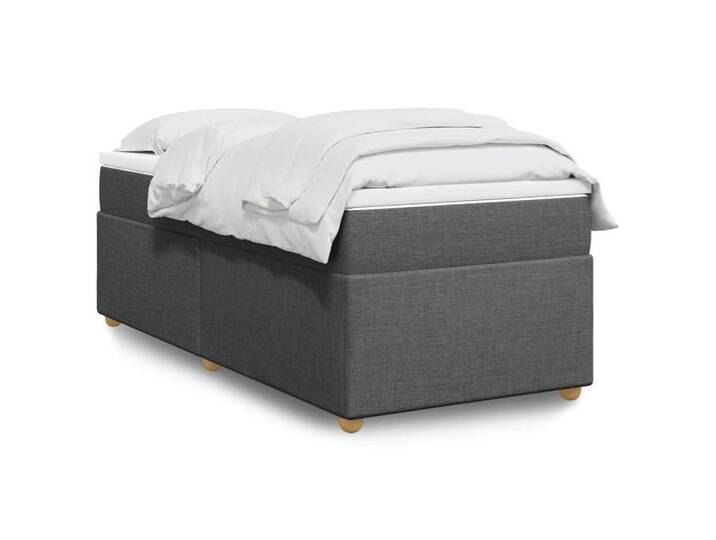 vidaXL Bettgestell Boxspringbett mit Matratze Dunkelgrau 90x200 cm Stoff Bett Bettgestell, grau von vidaXL