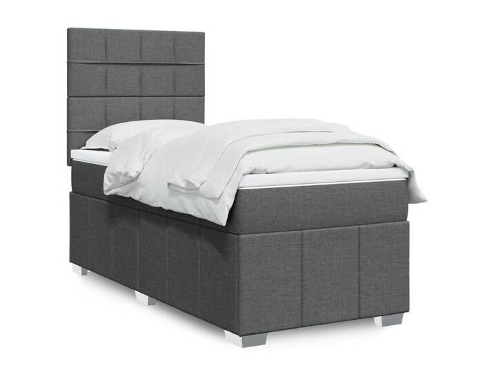 vidaXL Bettgestell Boxspringbett mit Matratze Dunkelgrau 90x200 cm Stoff Bett Bettgestell, grau von vidaXL
