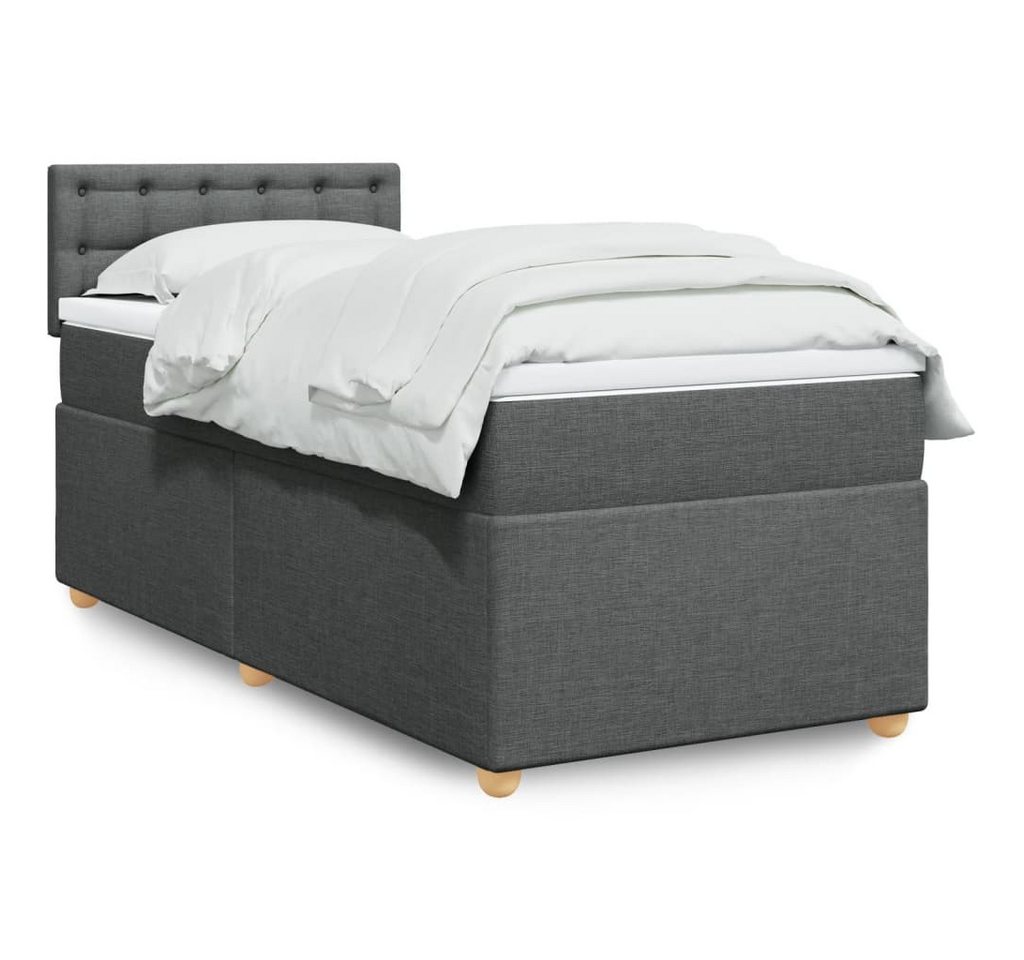 vidaXL Bettgestell Boxspringbett mit Matratze Dunkelgrau 90x200 cm Stoff Bett Bettgestell von vidaXL
