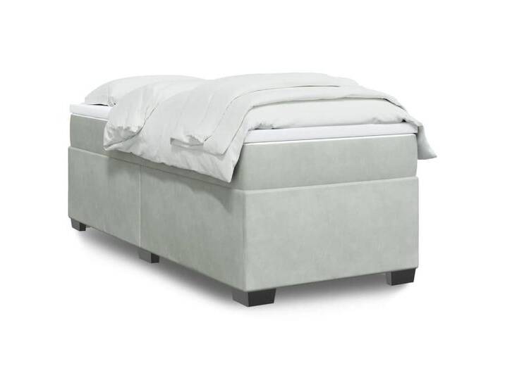 vidaXL Bettgestell Boxspringbett mit Matratze Hellgrau 90x200 cm Samt Bett Bettgestell, grau von vidaXL