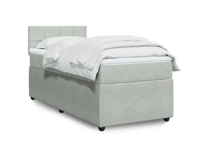 vidaXL Bettgestell Boxspringbett mit Matratze Hellgrau 90x200 cm Samt Bett Bettgestell, grau von vidaXL