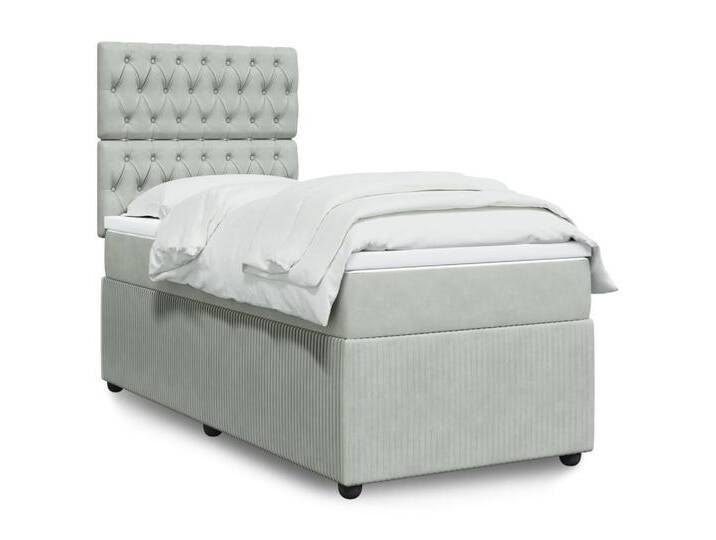 vidaXL Bettgestell Boxspringbett mit Matratze Hellgrau 90x200 cm Samt Bett Bettgestell, grau von vidaXL