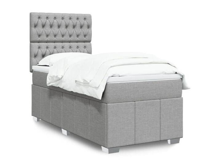 vidaXL Bettgestell Boxspringbett mit Matratze Hellgrau 90x200 cm Stoff Bett Bettgestell, grau von vidaXL