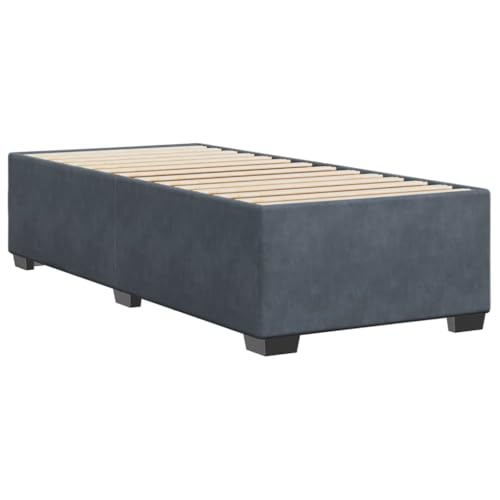 vidaXL Bettgestell, Bettrahmen mit Lattenrost, Polsterbett Bett für Schlafzimmer, Einzelbett Schlafzimmerbett, Dunkelgrau 80x200cm Samt von vidaXL