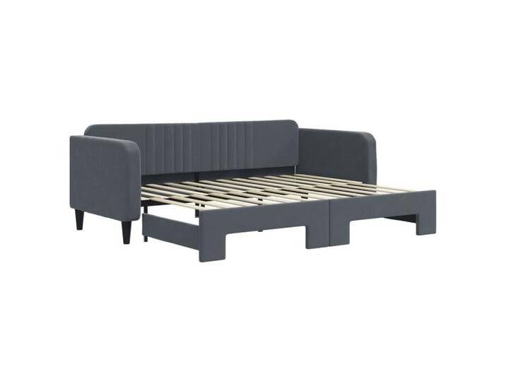 vidaXL Bettgestell Gästebett Tagesbett Ausziehbar Dunkelgrau 90x200 cm Samt Bett Bettgest, grau von vidaXL
