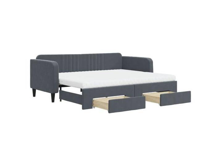vidaXL Bettgestell Gästebett Tagesbett Ausziehbar mit Schubladen Dunkelgrau 90x200 cm Sam, grau von vidaXL
