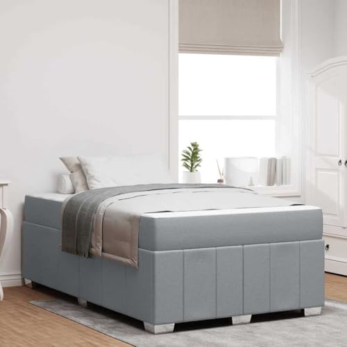 vidaXL Bettgestell mit Matratze Hellgrau 120 x 200 cm Stoff von vidaXL