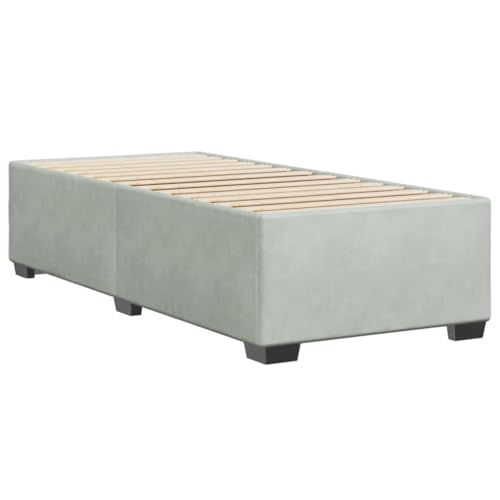 vidaXL Bettgestell, Bettrahmen mit Lattenrost, Polsterbett Bett für Schlafzimmer, Einzelbett Schlafzimmerbett, Hellgrau 90x200cm Samt vidaXL Bettgestell, Bettrahmen mit Lattenrost, Polsterbett Bett für Schlafzimmer, Einzelbett Schlafzimmerbett, Hellgrau 90x200cm Samt von vidaXL