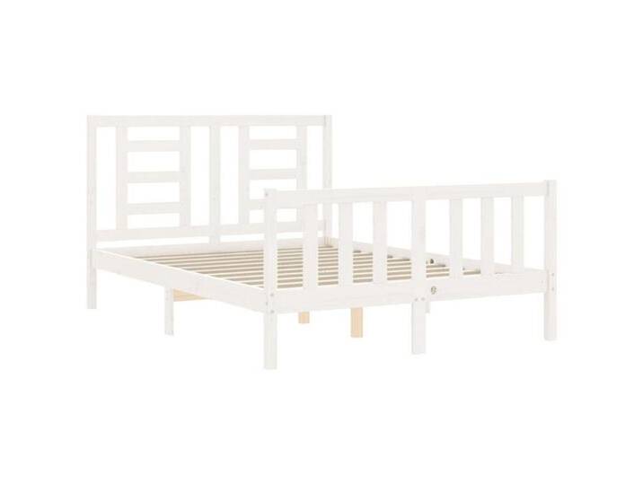 vidaXL Bettgestell Massivholzbett mit Kopfteil Weiß 140x200 cm Bett Bettgestell, weiß vidaXL Bettgestell Massivholzbett mit Kopfteil Weiß 140x200 cm Bett Bettgestell, weiß von vidaXL