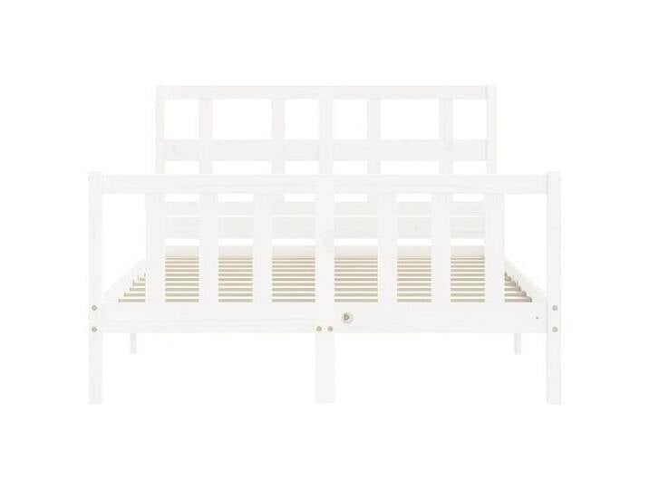 vidaXL Bettgestell Massivholzbett mit Kopfteil Weiß 140x200 cm Bett Bettgestell, weiß von vidaXL