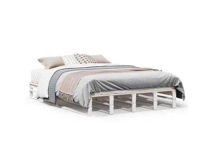 vidaXL Bettgestell Massivholzbett ohne Matratze Weiß 140x200 cm Kiefernholz Bett Bettgest, weiß von vidaXL