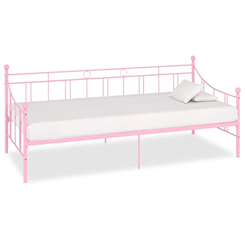 vidaXL Bettgestell Metallbett Bettsofa Bett Tagesbett Kojenbett Einzelbett Schlafzimmerbett Bettrahmen Lattenrost Rosa Metall 90x200cm von vidaXL