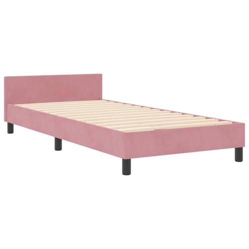 vidaXL Bettgestell Rosa Samt 100x200 cm von vidaXL