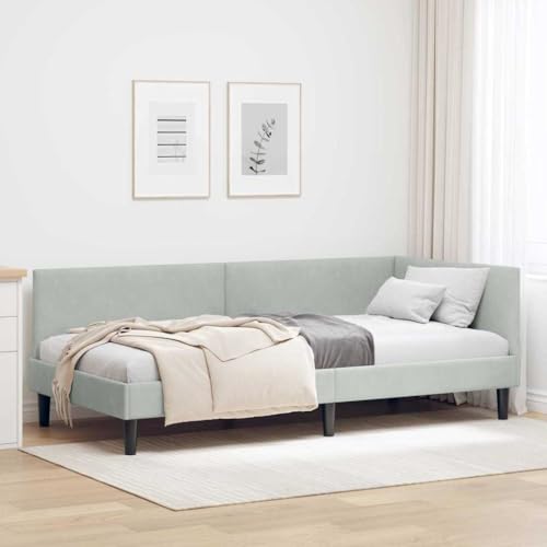 vidaXL Bettgestell Schlafzimmermöbel Eckig Samt Modernes Design Holz Verstellbares Kopfteil Einfach für drinnen von vidaXL