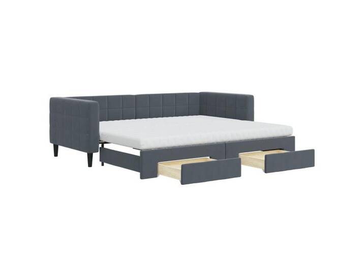 vidaXL Bettgestell Tagesbett Ausziehbar mit Schubladen Dunkelgrau 90x200 cm Samt, grau von vidaXL