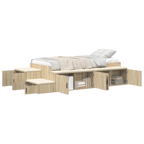 vidaXL Stauraum Bettgestell Schwarz Eiche Mit Sechs Schubladen 100X200 cm Stylisches Und Langlebiges Möbel Für Innen Schlafzimmer Zeitgemäß Erwachsenen Platzsparend Schlank Solide Lösung vidaXL Stauraum Bettgestell Schwarz Eiche Mit Sechs Schubladen 100X200 cm Stylisches Und Langlebiges Möbel Für Innen Schlafzimmer Zeitgemäß Erwachsenen Platzsparend Schlank Solide Lösung von vidaXL