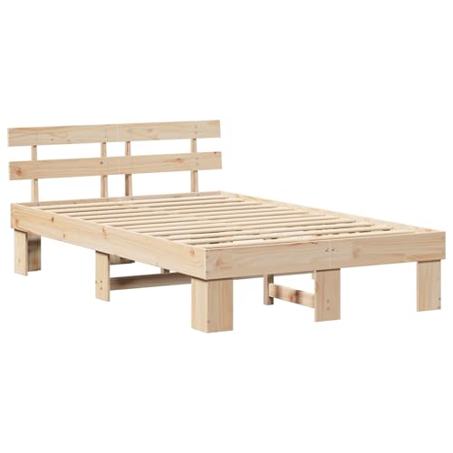 vidaXL Bettgestell mit Kopfteil 120x190 cm aus massivem Kiefernholz von vidaXL