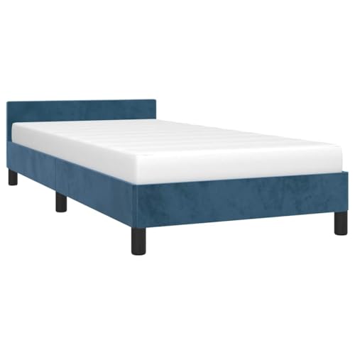 vidaXL Bettgestell mit Kopfteil Einzelbett Polsterbett Bett Bettrahmen Lattenrost Samtbett Schlafzimmerbett Schlafzimmermöbel Dunkelblau 100x200cm Samt vidaXL Bettgestell mit Kopfteil Einzelbett Polsterbett Bett Bettrahmen Lattenrost Samtbett Schlafzimmerbett Schlafzimmermöbel Dunkelblau 100x200cm Samt von vidaXL