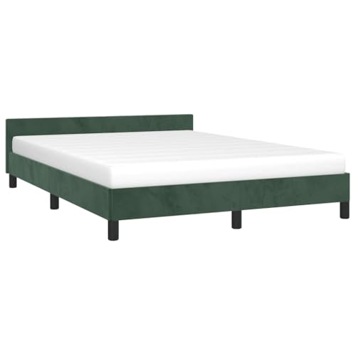 vidaXL Bettgestell mit Kopfteil Polsterbett Bett Doppelbett Bettrahmen Lattenrost Samtbett Schlafzimmerbett Schlafzimmermöbel Dunkelgrün 140x190cm Samt vidaXL Bettgestell mit Kopfteil Polsterbett Bett Doppelbett Bettrahmen Lattenrost Samtbett Schlafzimmerbett Schlafzimmermöbel Dunkelgrün 140x190cm Samt von vidaXL
