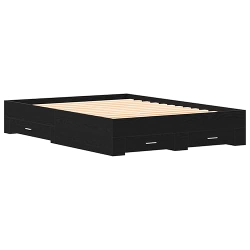 vidaXL Bettgestell mit Schubladen Schwarz Eiche Material 140 x 200 cm vidaXL Bettgestell mit Schubladen Schwarz Eiche Material 140 x 200 cm von vidaXL