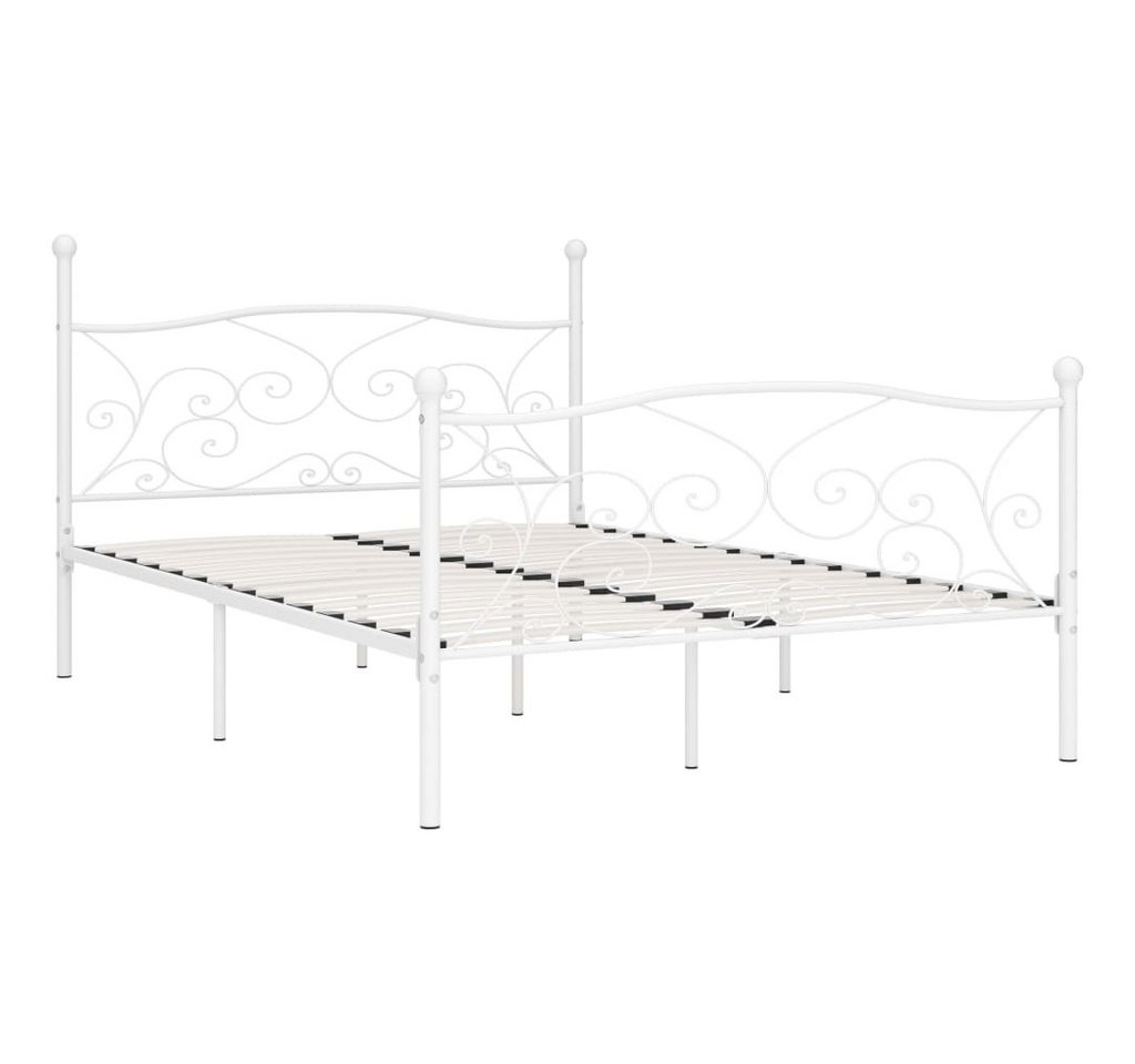 vidaXL Bettgestell, Bettrahmen mit Lattenrost Weiß Metall 140 × 200 cm von vidaXL