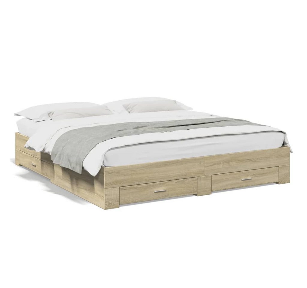 vidaXL Bettgestell, Bettrahmen mit Schubladen Sonoma-Eiche 180x200cm Holzwerkstoff vidaXL Bettgestell, Bettrahmen mit Schubladen Sonoma-Eiche 180x200cm Holzwerkstoff von vidaXL