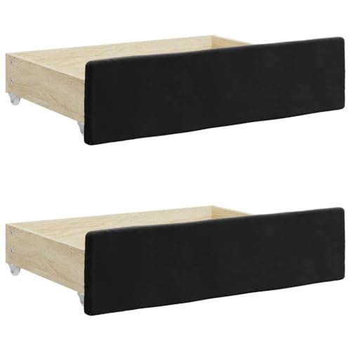 vidaXL Bettschubladen 2 STK., Bettkasten mit Rollen, Schubkasten Schublade für Bett, Bettschubkasten Unterbettschublade, Schwarz Holzwerkstoff Samt vidaXL Bettschubladen 2 STK., Bettkasten mit Rollen, Schubkasten Schublade für Bett, Bettschubkasten Unterbettschublade, Schwarz Holzwerkstoff Samt von vidaXL