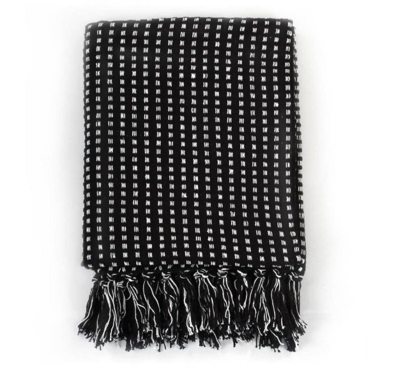 vidaXL Bettüberwurf, Überwurf Baumwolle Kariert 160x210 cm Schwarz vidaXL Bettüberwurf, Überwurf Baumwolle Kariert 160x210 cm Schwarz von vidaXL