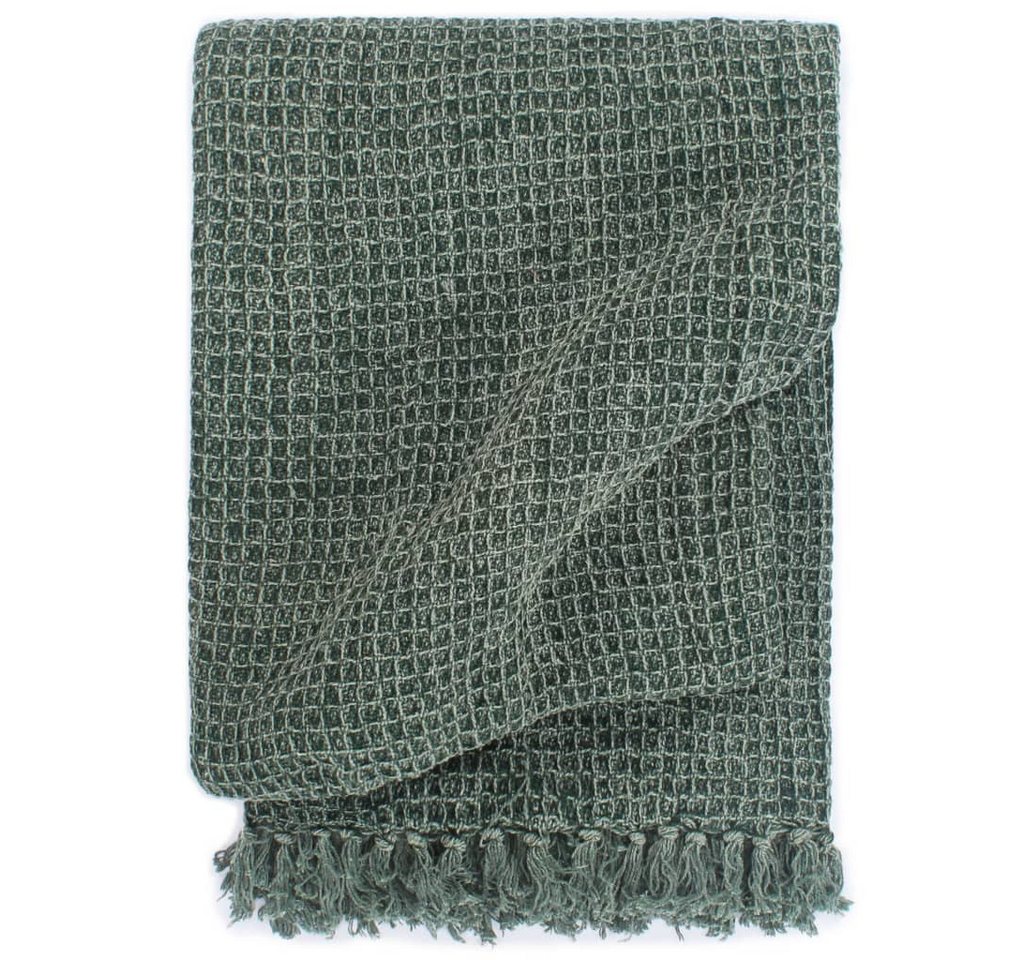vidaXL Bettüberwurf Überwurf Baumwolle 160x210 cm Dunkelgrün von vidaXL