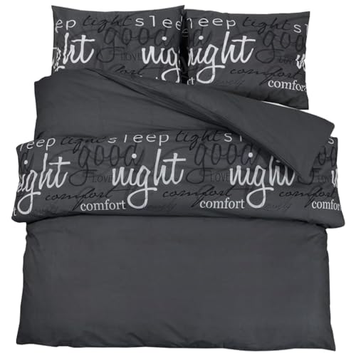 vidaXL Bettwäsche Set, Bettbezug in elegantem Look, Deckenbezug Kissenbezug mit verstecktem Knopfverschluss, Bettdeckenbezug Duvetbezug, Schwarz 155x220cm Baumwolle vidaXL Bettwäsche Set, Bettbezug in elegantem Look, Deckenbezug Kissenbezug mit verstecktem Knopfverschluss, Bettdeckenbezug Duvetbezug, Schwarz 155x220cm Baumwolle von vidaXL