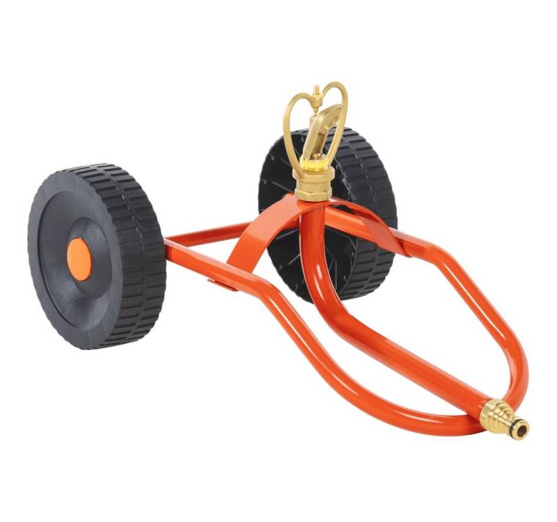 vidaXL Bewässerungssystem Sprinkler-Schlitten mit Rädern und Drehbarem Kopf Rot Stahl von vidaXL